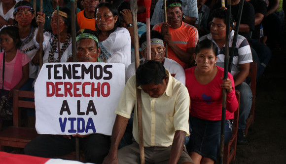 Foto: Movilización del pueblo quechua del Pastaza, en junio de 2014.