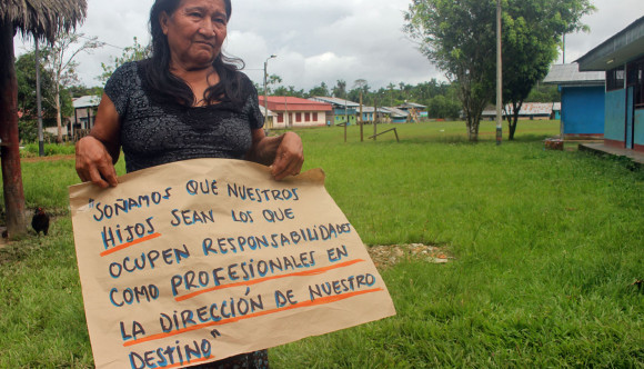 Madre indígena de la comunidad José Olaya, Adolfina García Sandi.