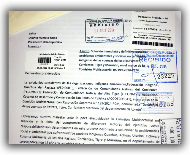 Cargo de carta a presidente Ollanta Humala.
